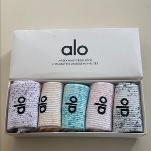 ALO Yoga Unisex Half-Crew Socks - Colorful Set of 5 Pairs NIB